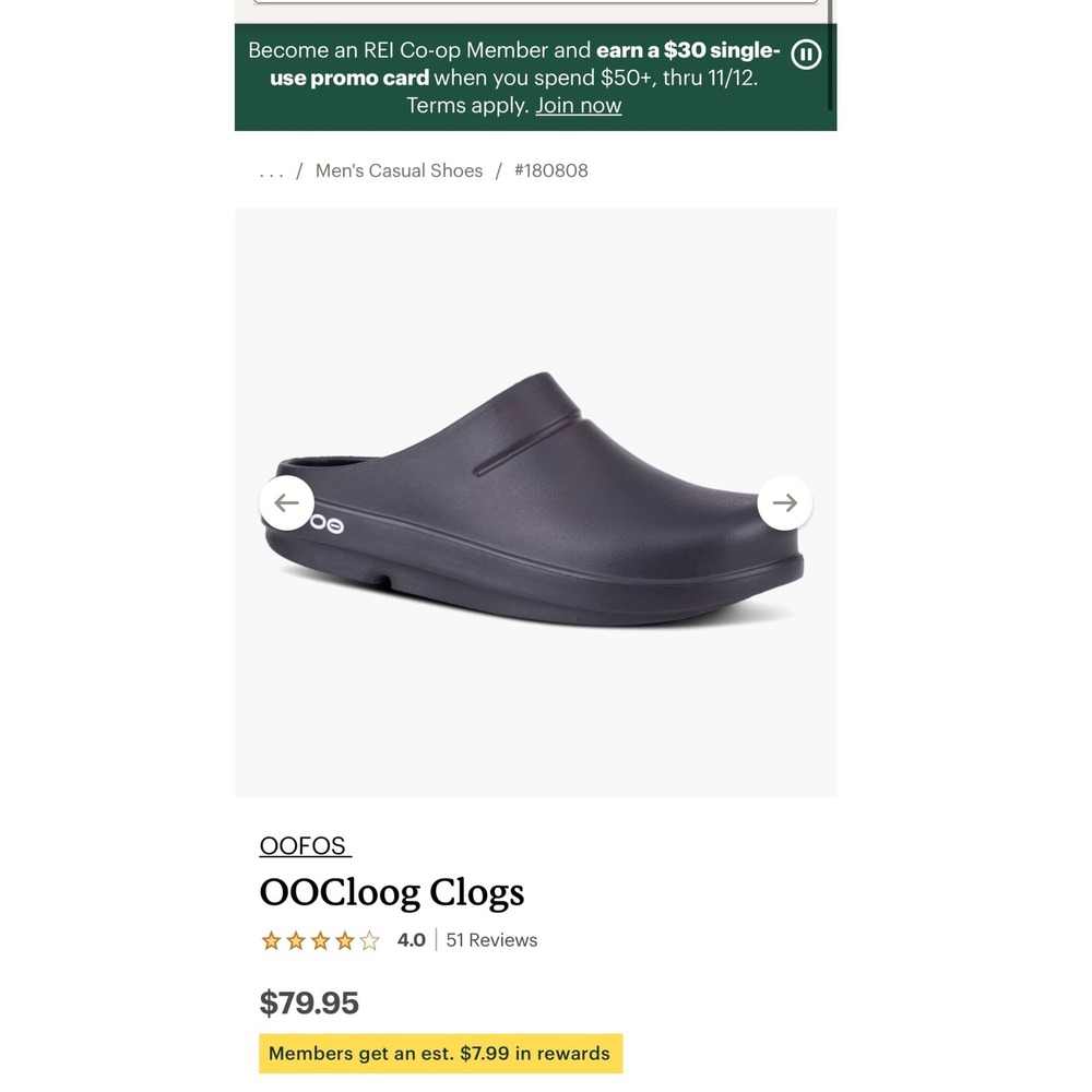 OOFOS OOCloog Black Recovery Clogs Mens 5 Womens 7 Slip On Comfort Shoes